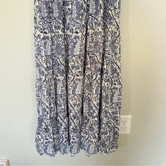 Max Studio Printed Smocked Bodice Tiered Maxi Dress Cruise Vacation Beach Resort - Picture 7 of 11